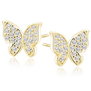Cercei argint placat cu aur galben fluturasi cu pietre DiAmanti Z2030EG_W-DIA (Argint 925‰ 1,1 g.)